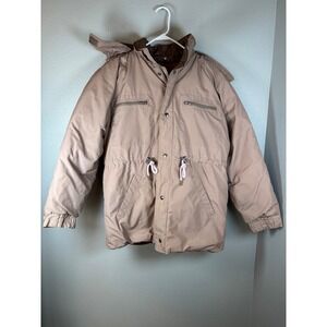 Foreign Intrigue Tan Hooded Parka‎ Jacket Quilted Lining Drawstring Waist Mens M